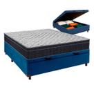 Box Bau Blindado Azul + Colchão Casal Airtech 150 Ortobom