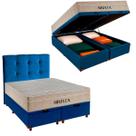 Box Bau Blindado + Colchão Queen Airflex Airflex Colchões + Cabeceira Azul Box Bau Blindado + Colchão Queen Airflex Airflex Colchões + Cabeceira Azul