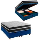 Box Bau Blindado e Colchão Queen Molas Ensacadas Classic Airflex Colchões Azul Box Bau Blindado e Colchão Queen Molas Ensacadas Classic Airflex Colchões Azul