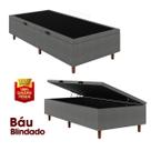 Box Baú Blindado Solteiro 78x188x42cm Estrutura Reforçada Elite Cinza