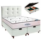 Box Bau Branco+Colchão Casal High Foam Ortobom+Cabeceira