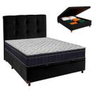 Box Bau Preto+Colchão Casal Airtech 150 Ortobom+Cabeceira