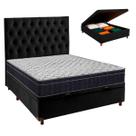 Box Bau Preto+Colchão Casal Airtech 150 Ortobom+Cabeceira