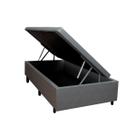 Box com Baú de Cama Viúvo Madeira Resistente Cinza
