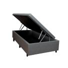 Box com Baú de Cama Viúvo Madeira Resistente Cinza