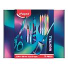 Box Nightfall com 1 tesoura,1 apontador, 3 canetas, 1 lápis preto e 5 lápis de cor - Maped Box Nightfall com 1 tesoura,1 apontador, 3 canetas, 1 lápis preto e 5 lápis de cor - Maped