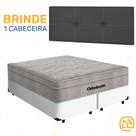 Box Queen Branco + Cabeceira Painel Iris Preta + Colchão De Molas AirTech SpringPocket 158cm