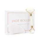 Box Rolo Massageador Facial Pedra Jade Branco + Placa Gua Sha - Wapshop