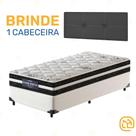 Box Solteiro Branca + Cabeceira Painel Iris Preta + Colchão de Molas Eclipse Springs 88cm