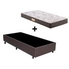Box Solteiro Resistente Marrom + Colchão Ecoflex Espuma D23