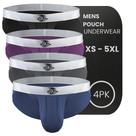 Bóxers tipo bikini para hombre Real Men con bolsa D de nailon, paquete de 4 piezas en negro/azul/gris