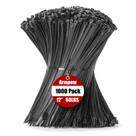 Braçadeira com zíper 30 cm preta 1000 unidades 27 kg de resistência à tração
