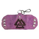 Braçadeira Couro Roxo Copo De Chifre Com Símbolo Valknut