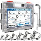 Braçadeiras de mangueira T-bolt smseace 304 de aço inoxidável 36 unidades 17-47 mm