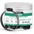 Braçadeiras de mangueira Worm Gear OURU Black 304 em aço inoxidável 10 unidades