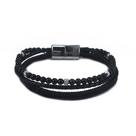 Bracelete 20 cm Couro Preto e Shambala Labradorita Bracelete 20 cm Couro Preto e Shambala Labradorita