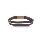 Bracelete 20cm Couro Marrom Duplo com Fecho Rosê Fosco Bracelete 20cm Couro Marrom Duplo com Fecho Rosê Fosco