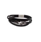 Bracelete 20cm Couro Preto Com Nó Steel Em Couro Bracelete 20cm Couro Preto Com Nó Steel Em Couro