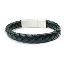 Bracelete 20cm Couro Preto Fecho Steel Click 10mm