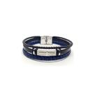 Bracelete 20cm Rosso Triplo Couro Azul E Preto Fecho Steel Rosso