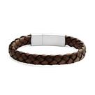 Bracelete Aço 20cm Couro Marrom 10mm Fecho Steel Click