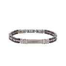 Bracelete Aço Com Placa Lisa Rosê E Zircônia Branca Rosso