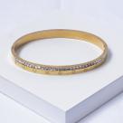 Bracelete Aço Inox Dourado com Filete de Zircônias