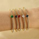 Bracelete Aco Inoxdavel Zircônia Cravejada Banhando Ouro 18K-Pulseira Feminina Riviera Rígida Fina Delicada Strass Verde