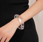 Bracelete Acrílico Transparente Quadrado Grosso Antebraço Resina Rígido-Pulseira Feminina Resinado Grande Incolor