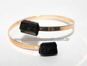 Bracelete Ajustável de Turmalina Preta Dourado - Ideal para Revendedores e Terapeutas