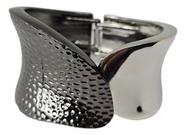 Bracelete Bicolor Preto Prata Feminino Design Moderno