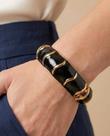 Bracelete Black Cromado em Metal com Detalhes em Resina
