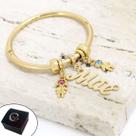 Bracelete Circular Banhado a Ouro Mãe e Filhos Zircônia Rosa e Azul