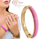 Bracelete com Resina Rosa Banhado a Ouro
