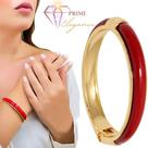 Bracelete com Resina Vermelho Banhado a Ouro