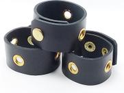 Bracelete Couro Metal Dourado - Artesanal - BMD 0738