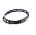 Bracelete Couro Trançado Preto 20cm Com Fecho Black
