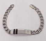 Bracelete de Aço 20cm corrente Grumet e Placa Zircônia