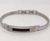 Bracelete de Aço com Placa Central, Fecho de Gomos