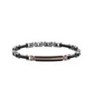 Bracelete De Aço Com Placa Rose Fosco/black E Zircônia Negra