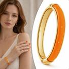 Bracelete Dourado Acrílico Laranja Pulseira Ouro