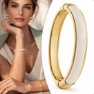 Bracelete Dourado Acrílico Off White Branco Pulseira Ouro