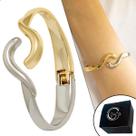 Bracelete Duo Texturizado Pulseira Simétrico Ouro Com Prata