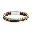 Bracelete Duplo Couro Com Shambala Jaspe Imperial Azul Bracelete Duplo Couro Com Shambala Jaspe Imperial Azul