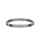 Bracelete Em Aço Com Placa Lisa Steel/rose E Quatro Pinos
