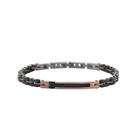 Bracelete Em Aço Placa Rose/black Com Zircônia Negra