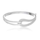 Bracelete Entrelaçado Lateral Zircônias - Ródio Branco