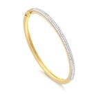 Bracelete Estreito Cravejado De Pedras De Zircônias Folheado