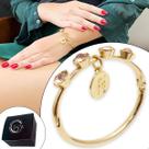 Bracelete Fé Pulseira Pingente Fé Jesus Dourado Feminino