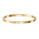 Bracelete feminino dourado semijoia cravejada em zircônias aço